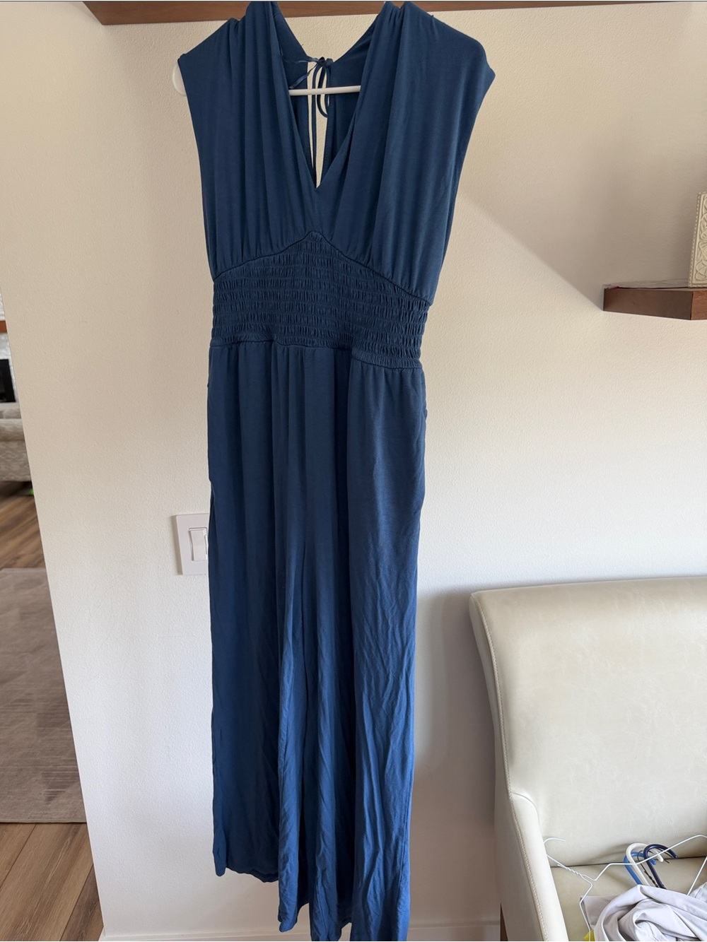 Women’s Deep Blue V-Neck Jumpsuit